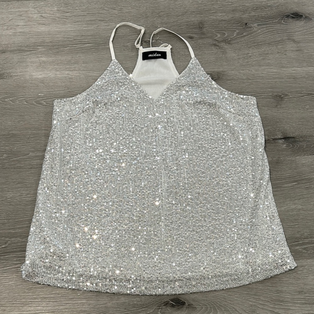 Silver Sequin Camisole Top